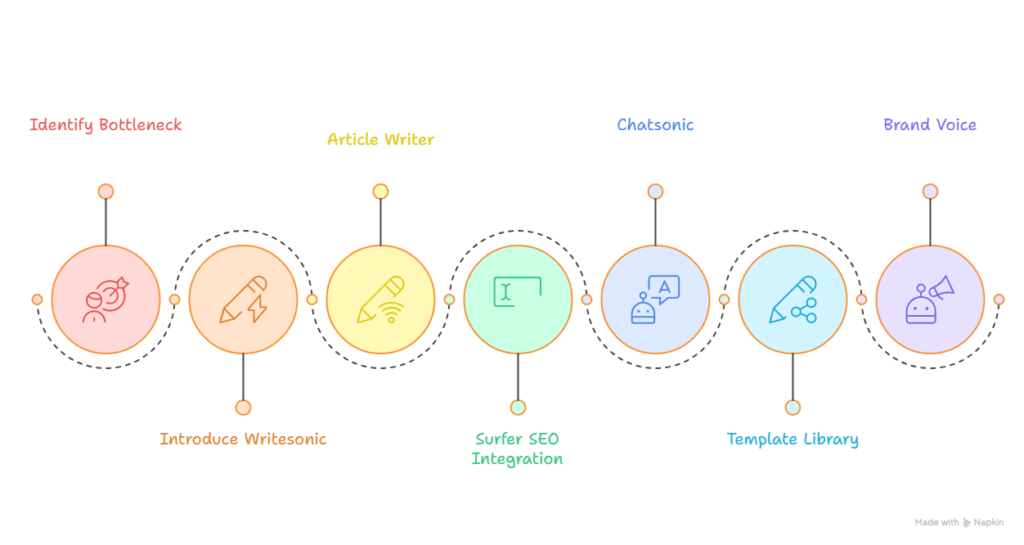 The primary bottleneck for solo founders in content marketing isn't a lack of strategy or quality, but a lack of consistency. While the ideas and publishing schedules are often clear, the "blank page problem" causes articles meant for Tuesday to remain unwritten by Friday. Writesonic is an AI writing platform specifically designed to solve this velocity problem by transforming titles and keywords into working long-form drafts in minutes rather than hours.

The core workflow revolves around four modular pillars. The Article Writer generates long-form content that integrates directly with Surfer SEO for simultaneous optimization. Chatsonic acts as a conversational research assistant with real-time web access to refine ideas. The Template Library provides over 100 formats for social posts and emails, while the Brand Voice feature trains the AI on existing content to ensure the output aligns with the founder's established style.